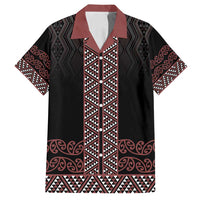 Maori Taniko Patterns Family Matching Off Shoulder Maxi Dress and Hawaiian Shirt Brown Niho Taniwha Mix Paatiki Motifs LT7 Dad's Shirt - Short Sleeve Brown - Polynesian Pride