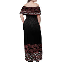 Maori Taniko Patterns Family Matching Off Shoulder Maxi Dress and Hawaiian Shirt Brown Niho Taniwha Mix Paatiki Motifs LT7 - Polynesian Pride