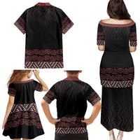 Maori Taniko Patterns Family Matching Puletasi and Hawaiian Shirt Brown Niho Taniwha Mix Paatiki Motifs LT7 - Polynesian Pride