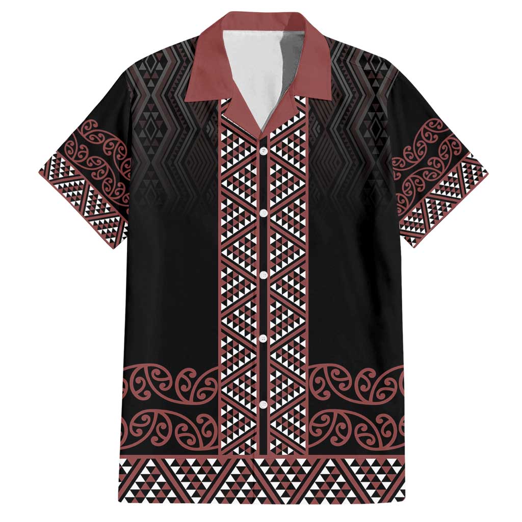 Maori Taniko Patterns Family Matching Summer Maxi Dress and Hawaiian Shirt Brown Niho Taniwha Mix Paatiki Motifs LT7 Dad's Shirt - Short Sleeve Brown - Polynesian Pride