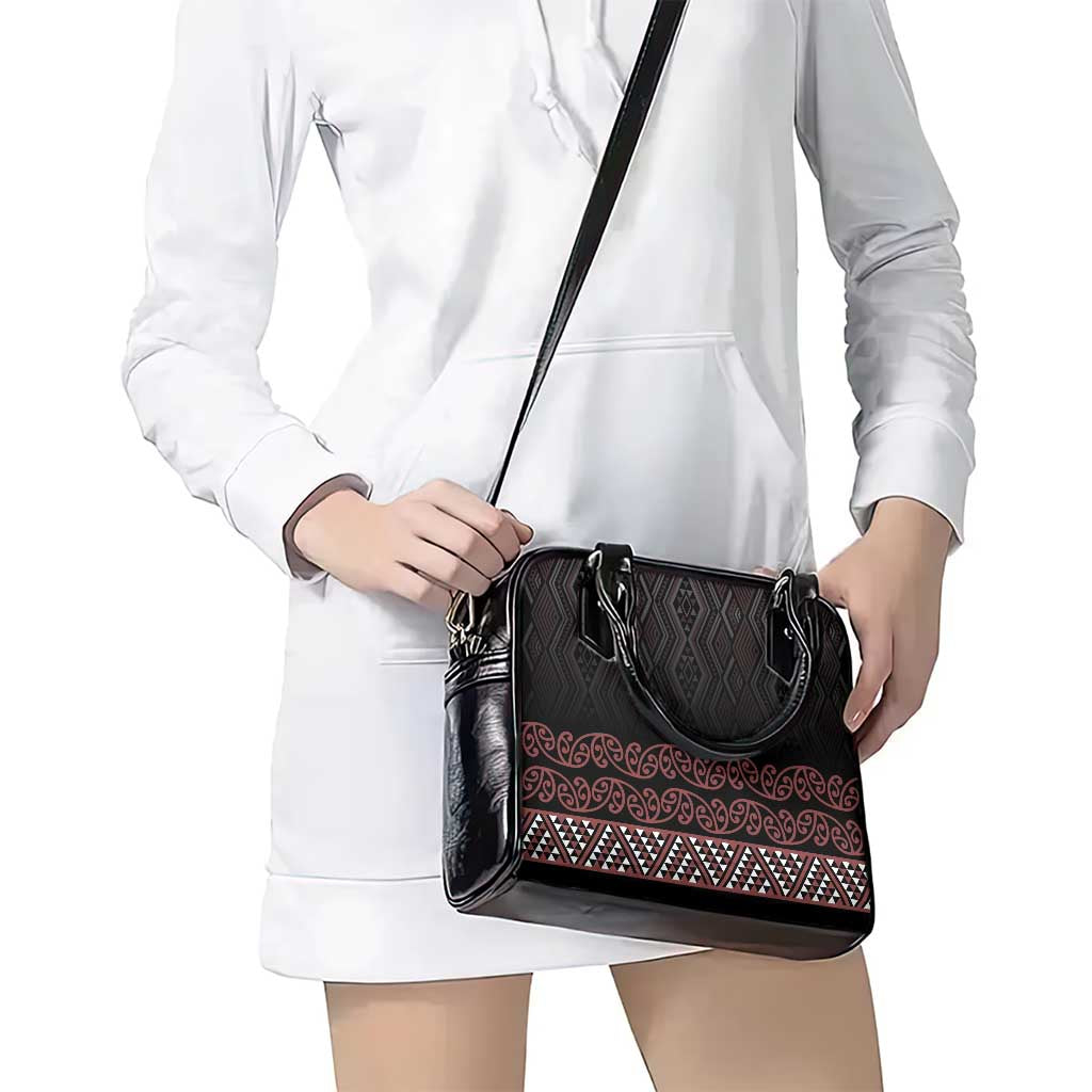 Maori Taniko Patterns Shoulder Handbag Brown Niho Taniwha Mix Paatiki Motifs