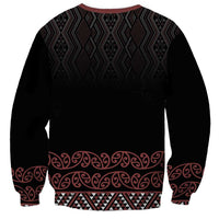 Maori Taniko Patterns Sweatshirt Brown Niho Taniwha Mix Paatiki Motifs
