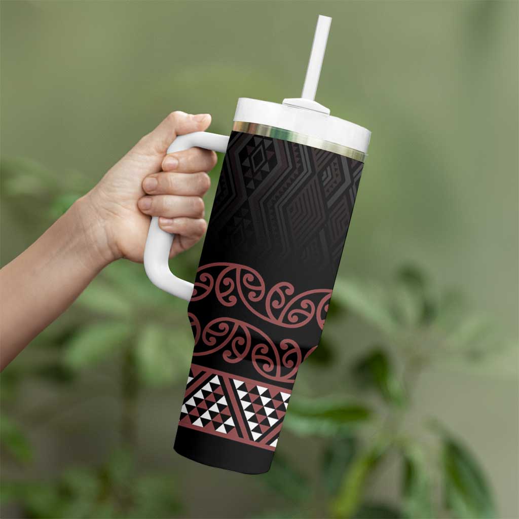 Maori Taniko Patterns Tumbler With Handle Brown Niho Taniwha Mix Paatiki Motifs