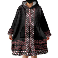 Maori Taniko Patterns Wearable Blanket Hoodie Brown Niho Taniwha Mix Paatiki Motifs LT7 - Polynesian Pride
