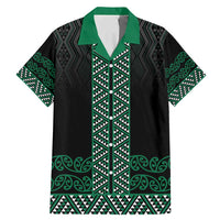 Maori Taniko Patterns Family Matching Mermaid Dress and Hawaiian Shirt Pounamu Niho Taniwha Mix Paatiki Motifs LT7 Dad's Shirt - Short Sleeve Green - Polynesian Pride