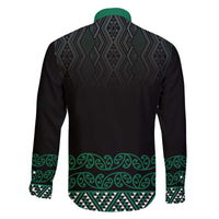 Maori Taniko Patterns Family Matching Off The Shoulder Long Sleeve Dress and Hawaiian Shirt Pounamu Niho Taniwha Mix Paatiki Motifs LT7 - Polynesian Pride