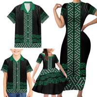 Maori Taniko Patterns Family Matching Short Sleeve Bodycon Dress and Hawaiian Shirt Pounamu Niho Taniwha Mix Paatiki Motifs LT7 - Polynesian Pride