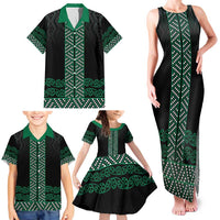 Maori Taniko Patterns Family Matching Tank Maxi Dress and Hawaiian Shirt Pounamu Niho Taniwha Mix Paatiki Motifs LT7 - Polynesian Pride