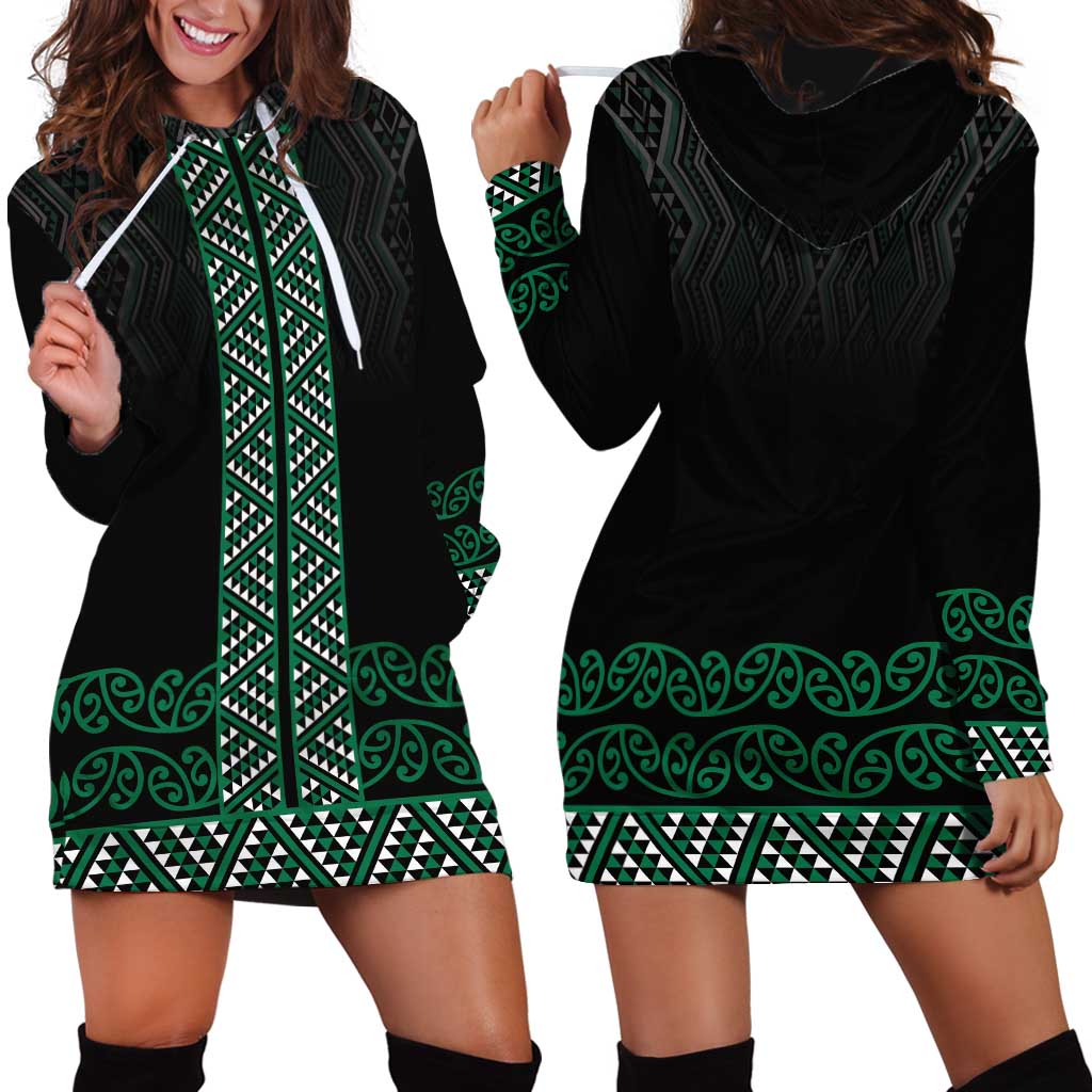 Maori Taniko Patterns Hoodie Dress Pounamu Niho Taniwha Mix Paatiki Motifs LT7 - Polynesian Pride