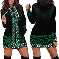 Maori Taniko Patterns Hoodie Dress Pounamu Niho Taniwha Mix Paatiki Motifs LT7 - Polynesian Pride