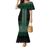 Maori Taniko Patterns Mermaid Dress Pounamu Niho Taniwha Mix Paatiki Motifs