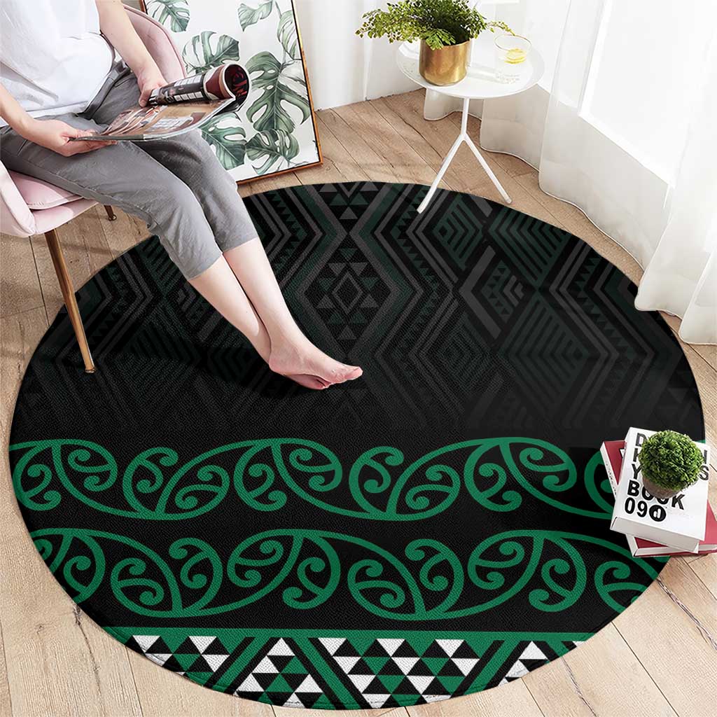 Maori Taniko Patterns Round Carpet Pounamu Niho Taniwha Mix Paatiki Motifs