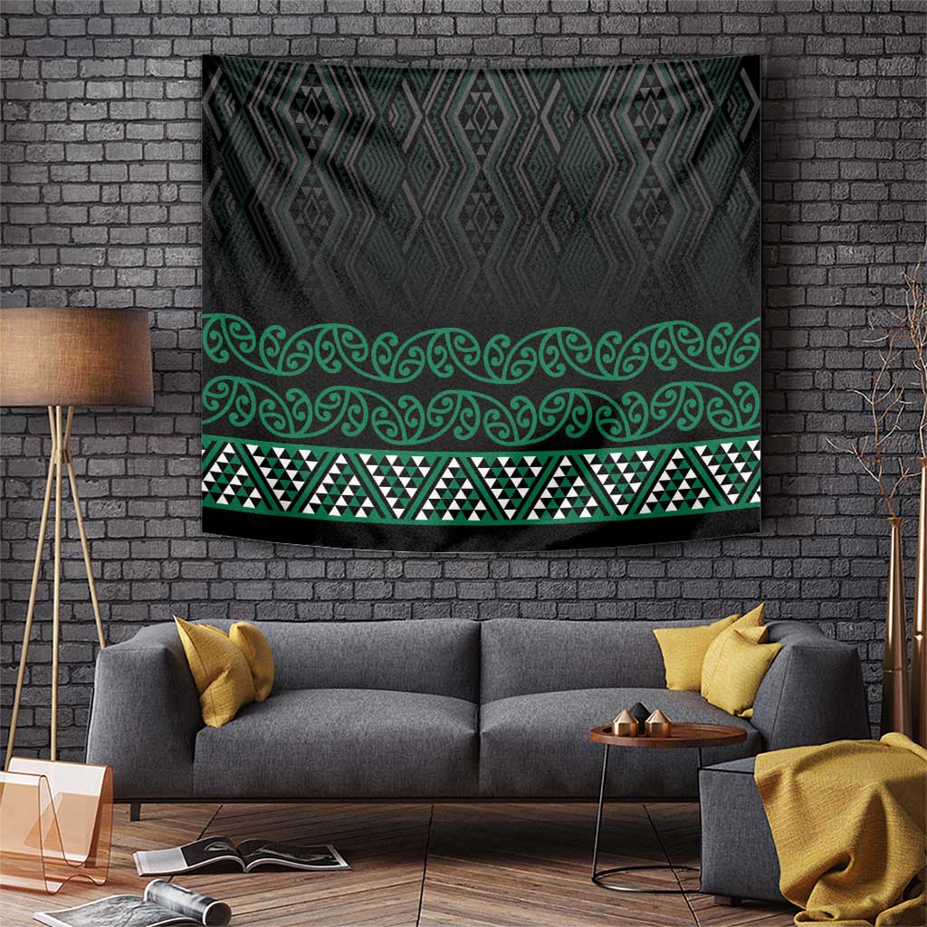 Maori Taniko Patterns Tapestry Pounamu Niho Taniwha Mix Paatiki Motifs LT7 Green - Polynesian Pride
