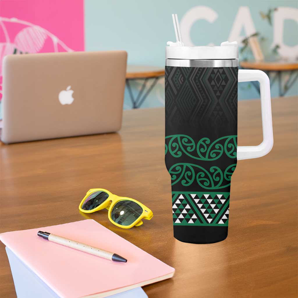 Maori Taniko Patterns Tumbler With Handle Pounamu Niho Taniwha Mix Paatiki Motifs