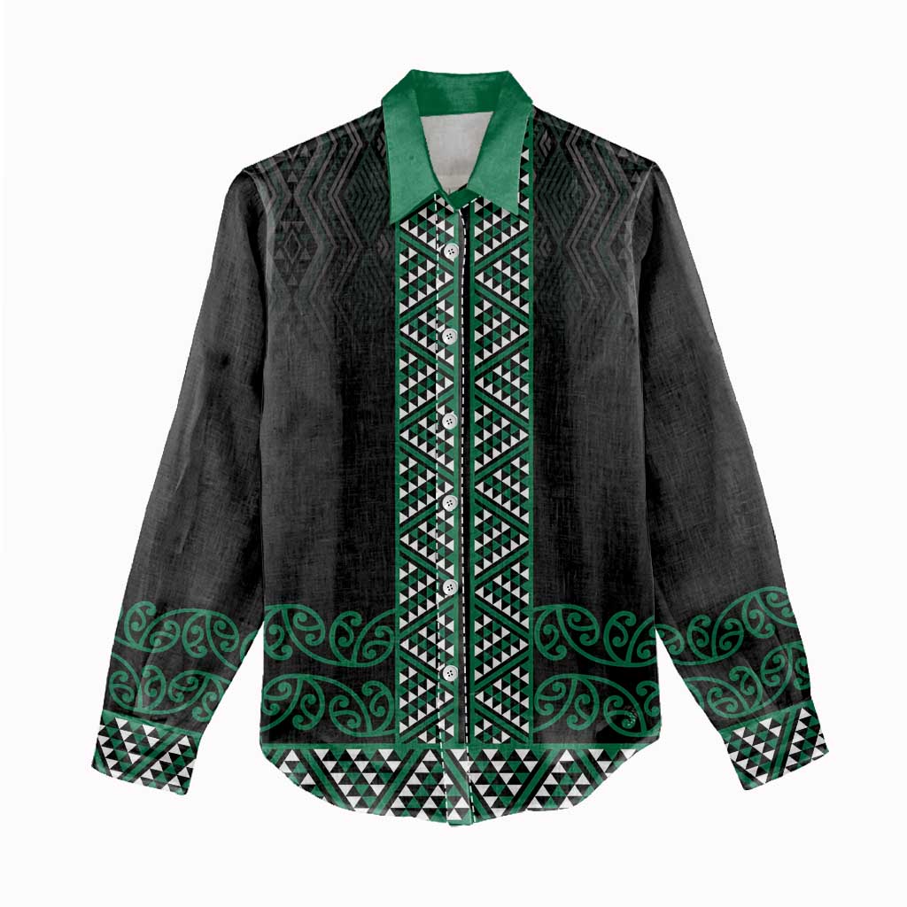 Maori Taniko Patterns Women Casual Shirt Pounamu Niho Taniwha Mix Paatiki Motifs LT7 - Polynesian Pride