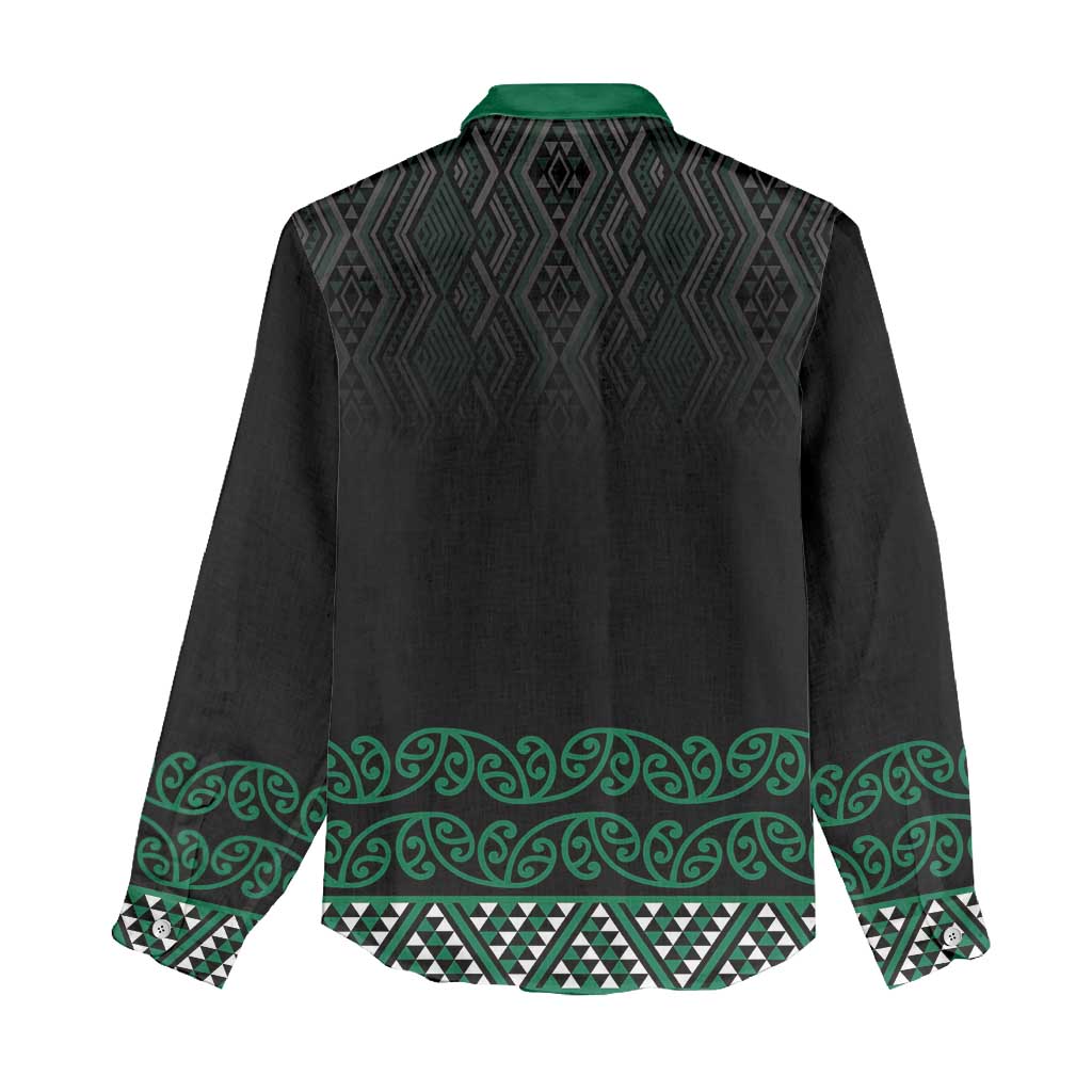 Maori Taniko Patterns Women Casual Shirt Pounamu Niho Taniwha Mix Paatiki Motifs LT7 - Polynesian Pride