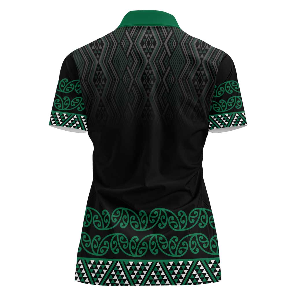 Maori Taniko Patterns Women Polo Shirt Pounamu Niho Taniwha Mix Paatiki Motifs LT7 - Polynesian Pride