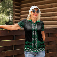 Maori Taniko Patterns Women Polo Shirt Pounamu Niho Taniwha Mix Paatiki Motifs LT7 - Polynesian Pride