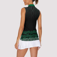 Maori Taniko Patterns Women Sleeveless Polo Shirt Pounamu Niho Taniwha Mix Paatiki Motifs LT7 - Polynesian Pride