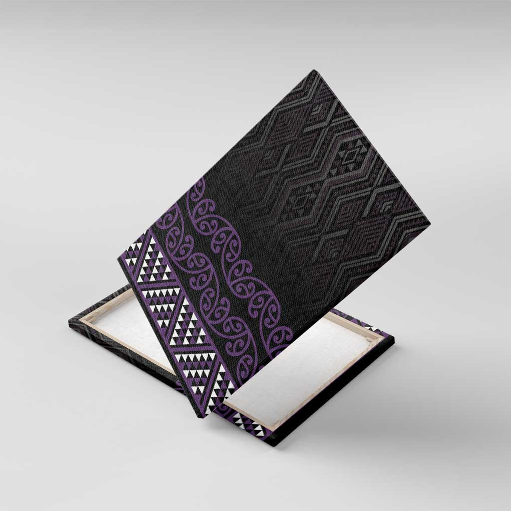 Maori Taniko Patterns Canvas Wall Art Purple Niho Taniwha Mix Paatiki Motifs
