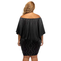 Maori Taniko Patterns Family Matching Off Shoulder Short Dress and Hawaiian Shirt Purple Niho Taniwha Mix Paatiki Motifs LT7 - Polynesian Pride