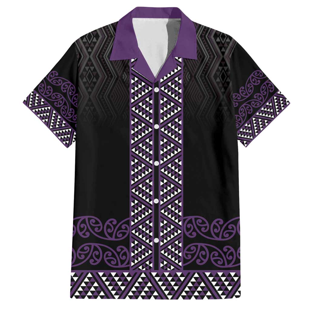 Maori Taniko Patterns Family Matching Puletasi and Hawaiian Shirt Purple Niho Taniwha Mix Paatiki Motifs LT7 Dad's Shirt - Short Sleeve Purple - Polynesian Pride