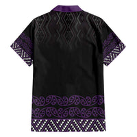 Maori Taniko Patterns Family Matching Summer Maxi Dress and Hawaiian Shirt Purple Niho Taniwha Mix Paatiki Motifs LT7 - Polynesian Pride