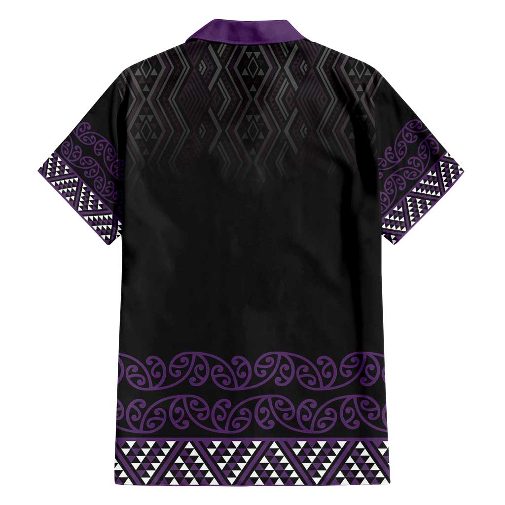 Maori Taniko Patterns Family Matching Tank Maxi Dress and Hawaiian Shirt Purple Niho Taniwha Mix Paatiki Motifs LT7 - Polynesian Pride