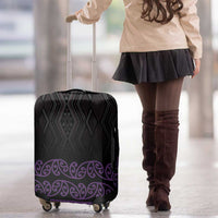 Maori Taniko Patterns Luggage Cover Purple Niho Taniwha Mix Paatiki Motifs