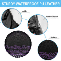 Maori Taniko Patterns Spare Tire Cover Purple Niho Taniwha Mix Paatiki Motifs