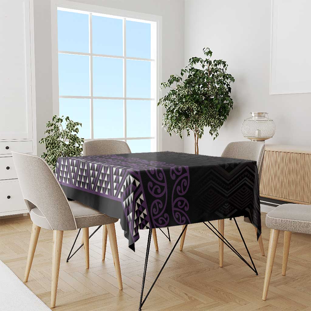 Maori Taniko Patterns Tablecloth Purple Niho Taniwha Mix Paatiki Motifs