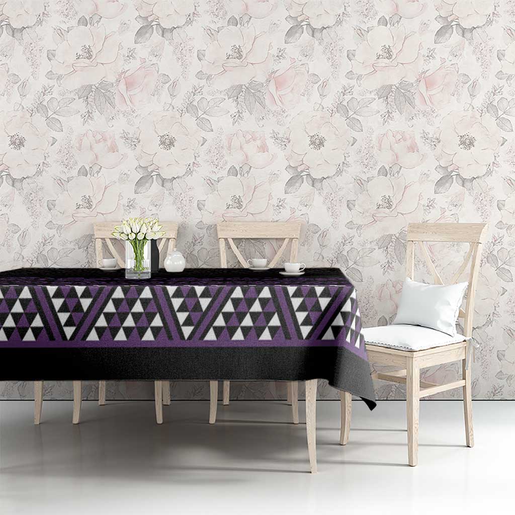 Maori Taniko Patterns Tablecloth Purple Niho Taniwha Mix Paatiki Motifs