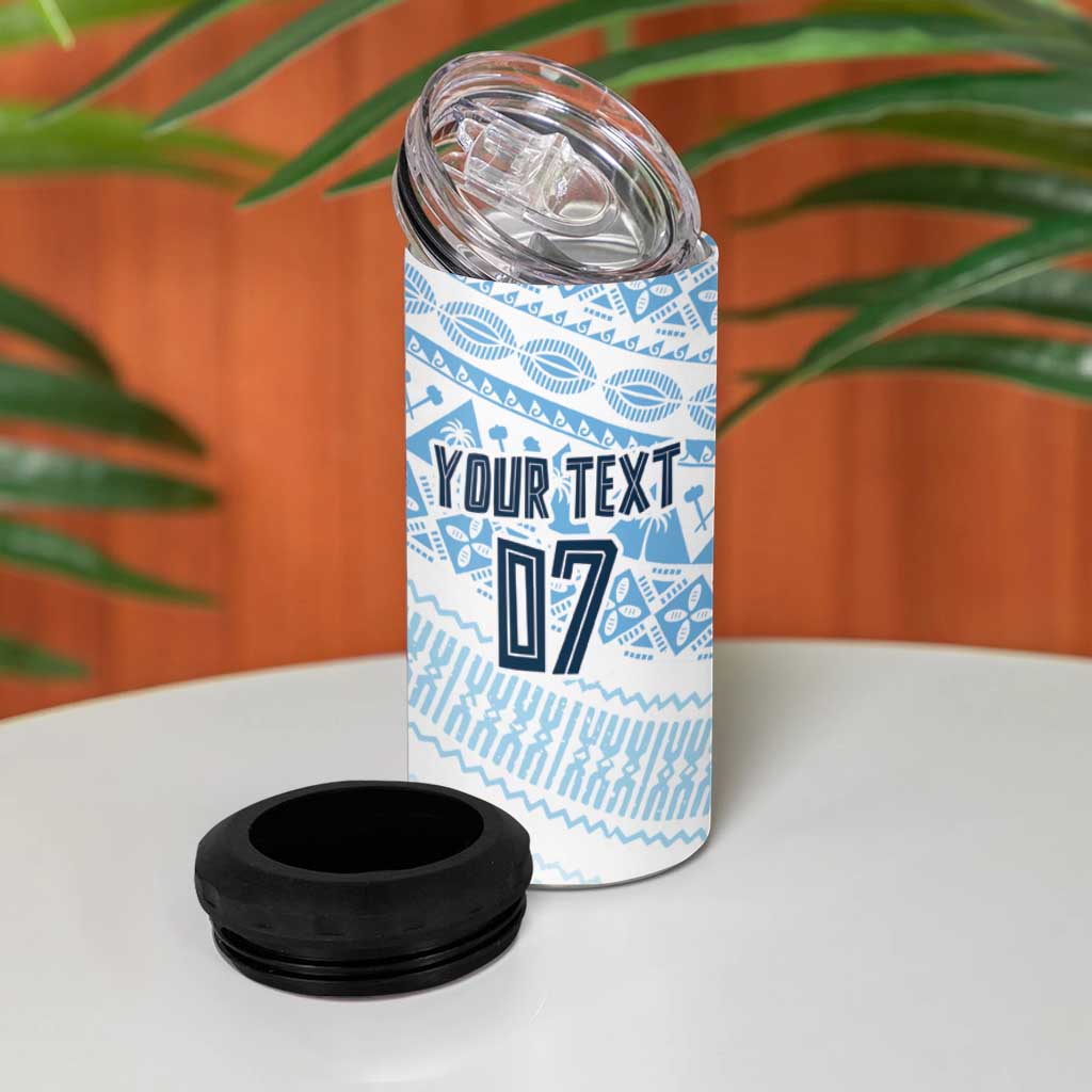 Fiji Rugby Custom Kaiviti Masi 4 in 1 Can Cooler Tumbler Turquoise - Polynesian Pride