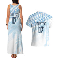 Fiji Rugby Custom Kaiviti Masi Couples Matching Tank Maxi Dress and Hawaiian Shirt Turquoise LT7 - Polynesian Pride