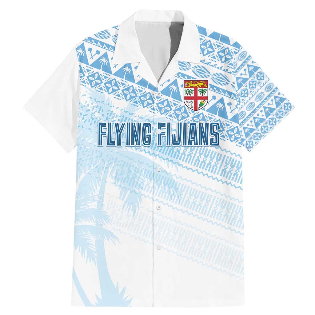 Fiji Rugby Custom Kaiviti Masi Family Matching Mermaid Dress and Hawaiian Shirt Turquoise LT7 Dad's Shirt - Short Sleeve Turquoise - Polynesian Pride