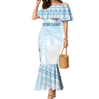 Fiji Rugby Custom Kaiviti Masi Family Matching Mermaid Dress and Hawaiian Shirt Turquoise LT7 Mom's Dress Turquoise - Polynesian Pride