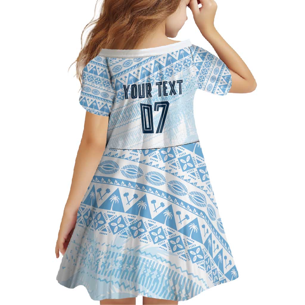 Fiji Rugby Custom Kaiviti Masi Family Matching Off Shoulder Maxi Dress and Hawaiian Shirt Turquoise LT7 - Polynesian Pride