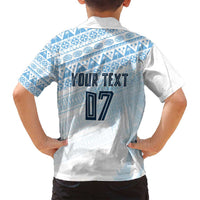 Fiji Rugby Custom Kaiviti Masi Family Matching Off Shoulder Short Dress and Hawaiian Shirt Turquoise LT7 - Polynesian Pride