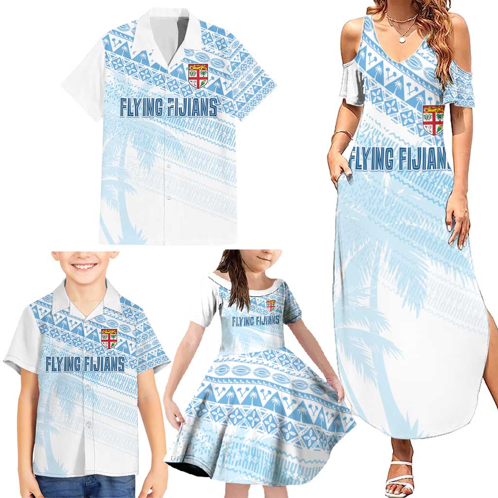 Fiji Rugby Custom Kaiviti Masi Family Matching Summer Maxi Dress and Hawaiian Shirt Turquoise LT7 - Polynesian Pride