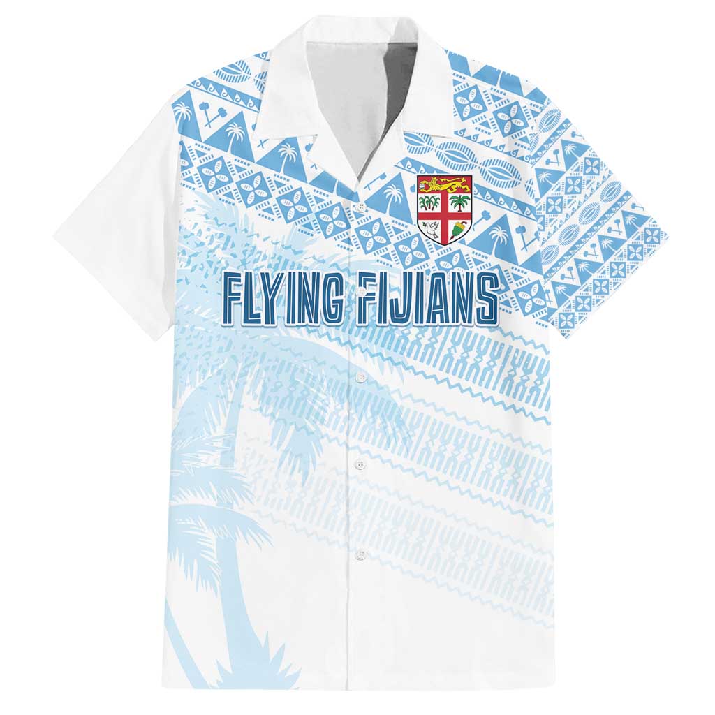 Fiji Rugby Custom Kaiviti Masi Family Matching Summer Maxi Dress and Hawaiian Shirt Turquoise LT7 Dad's Shirt - Short Sleeve Turquoise - Polynesian Pride