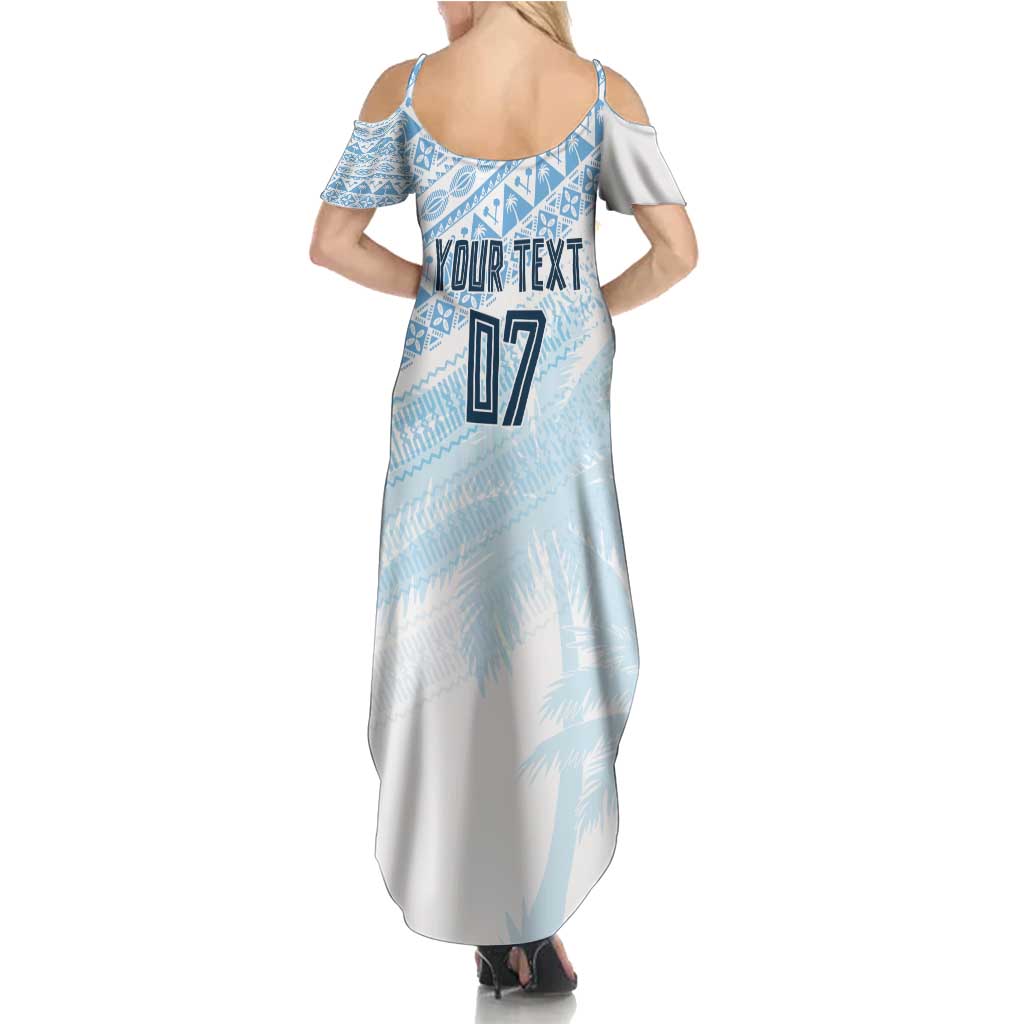 Fiji Rugby Custom Kaiviti Masi Family Matching Summer Maxi Dress and Hawaiian Shirt Turquoise LT7 - Polynesian Pride