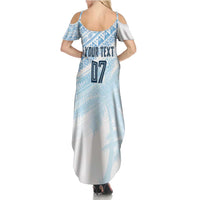 Fiji Rugby Custom Kaiviti Masi Family Matching Summer Maxi Dress and Hawaiian Shirt Turquoise LT7 - Polynesian Pride