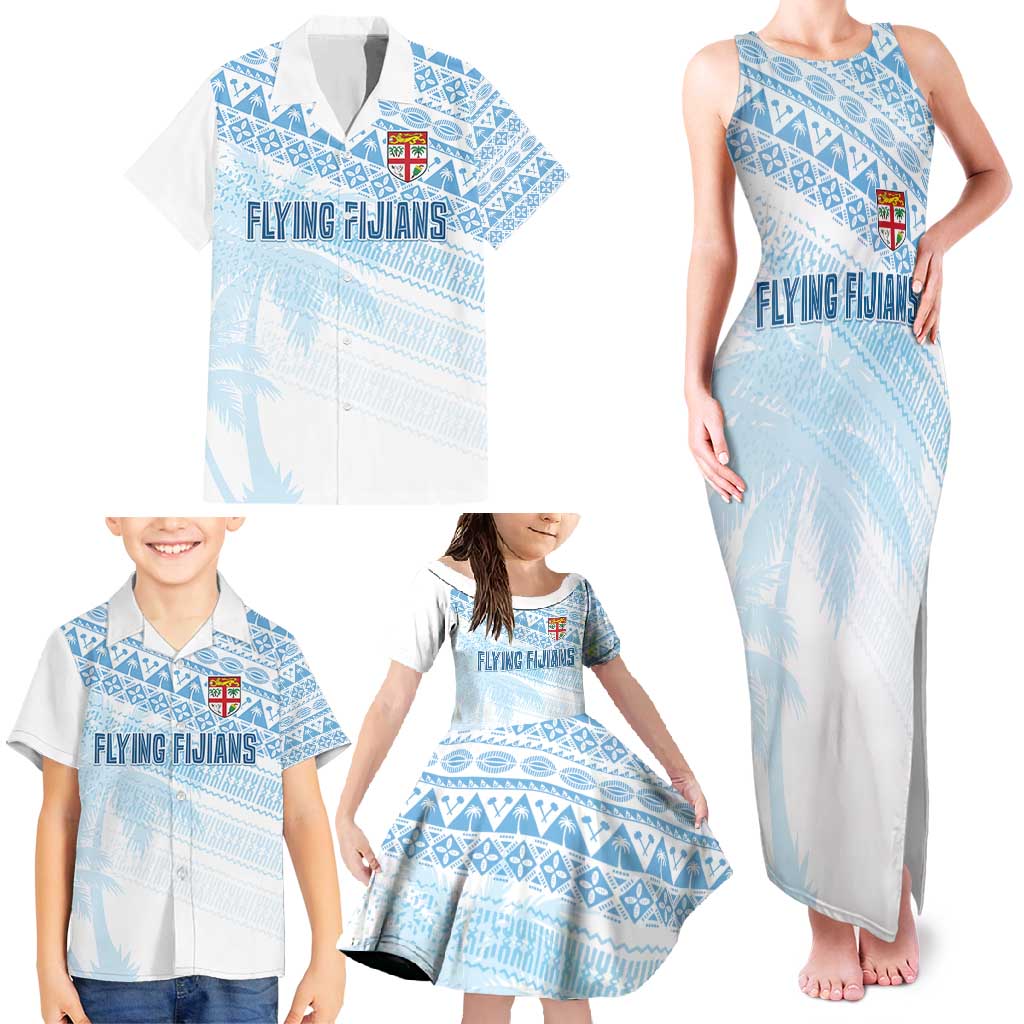 Fiji Rugby Custom Kaiviti Masi Family Matching Tank Maxi Dress and Hawaiian Shirt Turquoise LT7 - Polynesian Pride