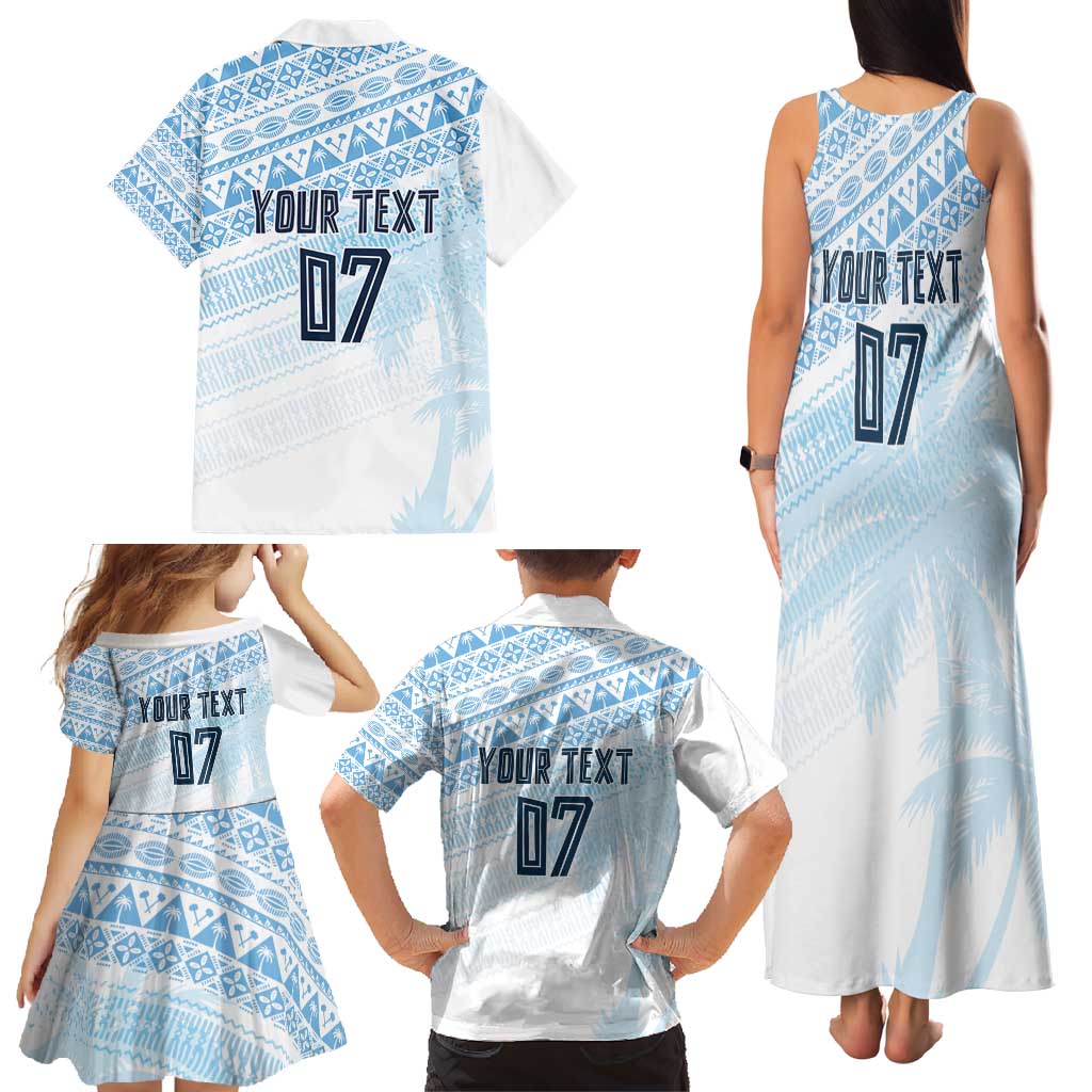 Fiji Rugby Custom Kaiviti Masi Family Matching Tank Maxi Dress and Hawaiian Shirt Turquoise LT7 - Polynesian Pride