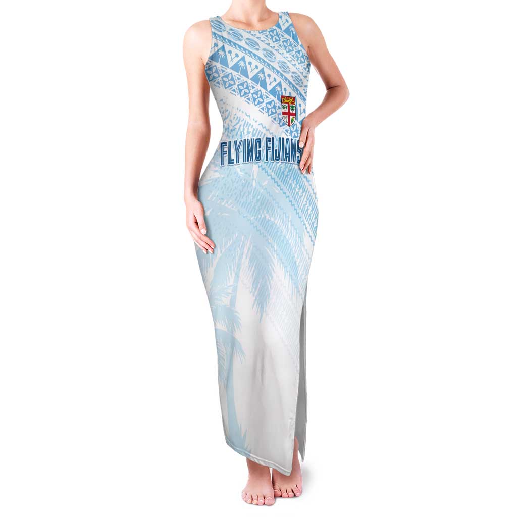 Fiji Rugby Custom Kaiviti Masi Family Matching Tank Maxi Dress and Hawaiian Shirt Turquoise LT7 Mom's Dress Turquoise - Polynesian Pride