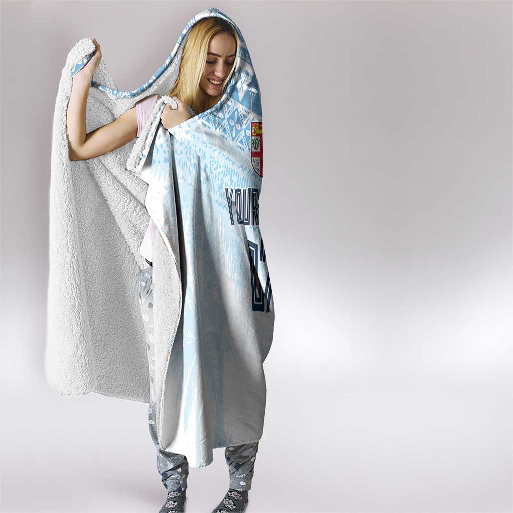 Fiji Rugby Custom Kaiviti Masi Hooded Blanket Turquoise - Polynesian Pride