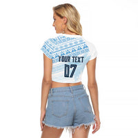 Fiji Rugby Custom Kaiviti Masi Raglan Cropped T Shirt Turquoise - Polynesian Pride