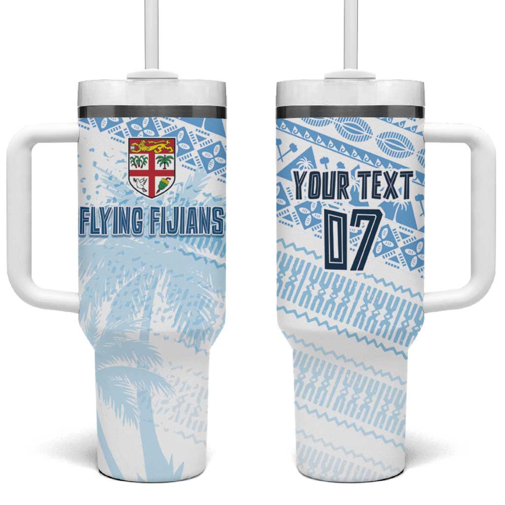 Fiji Rugby Custom Kaiviti Masi Tumbler With Handle Turquoise - Polynesian Pride