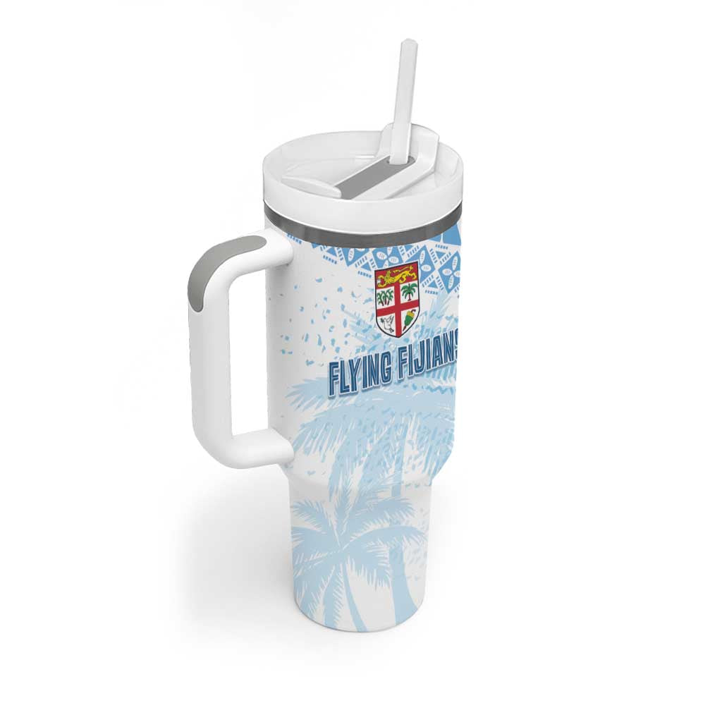 Fiji Rugby Custom Kaiviti Masi Tumbler With Handle Turquoise LT7 - Polynesian Pride