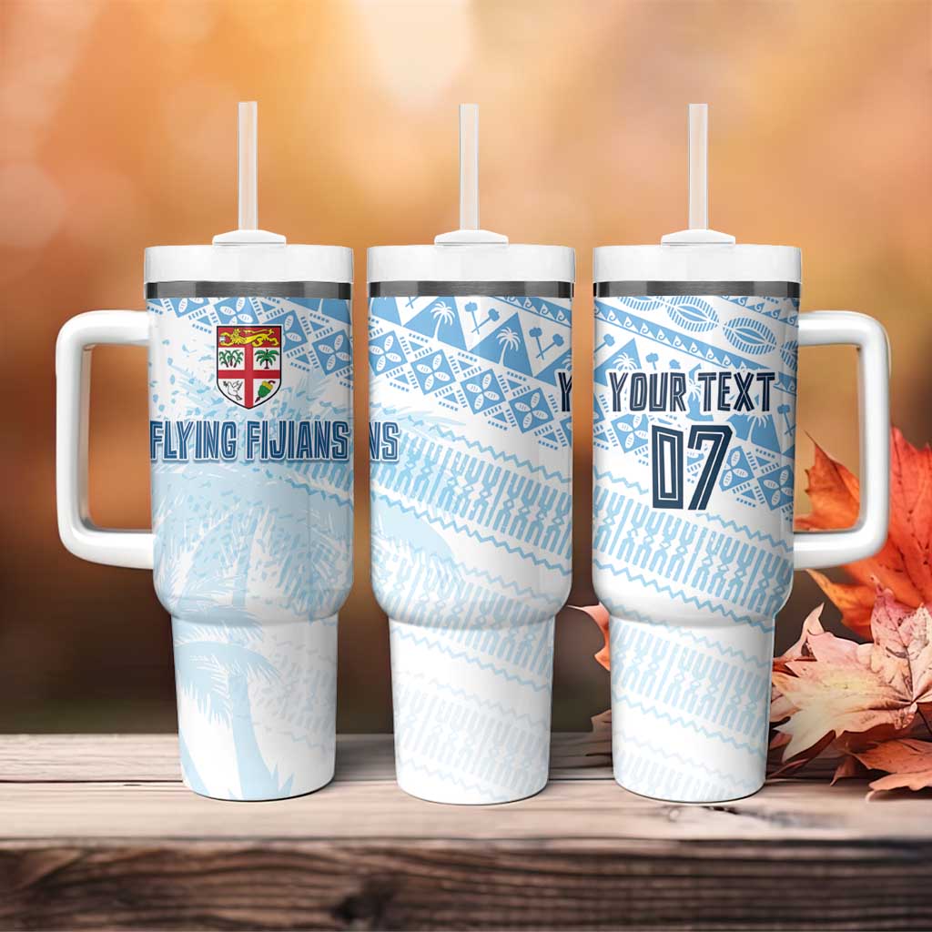 Fiji Rugby Custom Kaiviti Masi Tumbler With Handle Turquoise LT7 - Polynesian Pride
